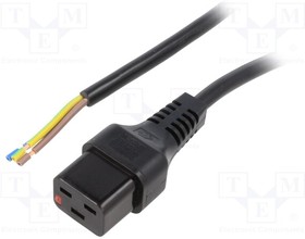 Фото 1/5 IL19-SE-H05-3150-200, Cable; IEC C19 female,wires; 2m; with IEC LOCK locking; black