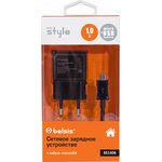 BS1406, Сетевое зарядное устройство 1 USB, 1 A, дата-кабель microUSB, черный