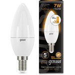 Gauss Лампа Свеча 7W 520lm 3000К E14 шаг. диммирование LED