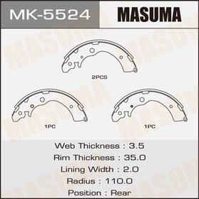 MK-5524, Колодки тормозные Honda Civic 01-05, CR-V 99-02, HR-V 99- задние барабанные MASUMA