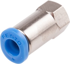 Фото 1/3 QSMF-M5-4, QS Series Straight Threaded Adaptor, M5 Female to Push In 4 mm, Threaded-to-Tube Connection Style, 153311