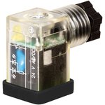 7000-30105-0000000, 2P+E DIN 43650 C, Female DIN 43650 Solenoid Connector, with Indicator Light, 24 V AC/DC Voltage
