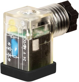 Фото 1/3 7000-30105-0000000, 2P+E DIN 43650 C, Female DIN 43650 Solenoid Connector, with Indicator Light, 24 V AC/DC Voltage