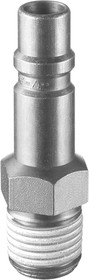 IRP 116153, Treated Steel Male Plug for Pneumatic Quick Connect Coupling, G 1/2 Male Threaded