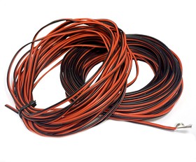 Фото 1/2 Провод медный гибкий AWG 22 в силиконовой изоляции красно-черный (2 x 0,35 мм²) 10 метров