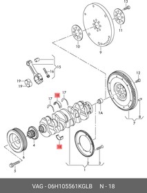 06H105561KGLB, Вкладыш подшипника AUDI/VW