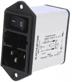 Фото 1/3 DD12.1111.111, Filtered IEC Power Entry Module, IEC C14, General Purpose, 1 А, 250 В AC, 2-Pole Switch