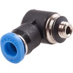 QSMLV-M5-4-I, QS Series Elbow Threaded Adaptor, M5 Male to Push In 4 mm, Threaded-to-Tube Connection Style, 130831