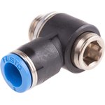 QSLV-G1/4-8-I, QS Series Elbow Threaded Adaptor, G 1/4 Male to Push In 8 mm, Threaded-to-Tube Connection Style, 186151