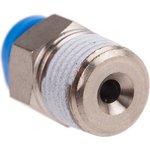 QSM-1/8-4, QS Series Straight Threaded Adaptor, R 1/8 Male to Push In 4 mm ...