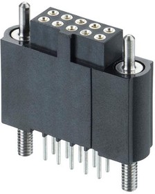 M80-4TE1005F3, Power to the Board 5+5 Pos. Female DIL Extended Vertical Throughboard Conn. Guide Pin