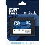 Твердотельный накопитель Patriot P220 512GB SATA3 2,5" , 550/500, 512GB, 3D