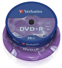 Фото 1/3 43500, Диск DVD+R Verbatim 4.7 Gb, 16x, Cake Box (25), (25/200)