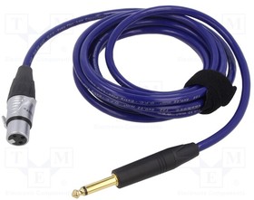 TK223PSF-B, Cable; Jack 6,3mm 2pin plug,XLR female 3pin; 3m; blue; 0.25mm2