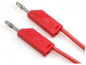 Фото 1/2 Measuring lead with (4 mm plug, spring-loaded, straight) to (4 mm plug, spring-loaded, straight), 1.5 m, red, silicone, 1.0 mm², CAT O