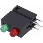 DVDD220, LED; in housing; green/red; 3mm; No.of diodes: 2; 20mA; 40°; 2?2.2V