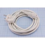 Шнур питания, штекер угловой CEE7/7 -гнездо IEC C13, кабель 3.0м, белый, ПВС ...