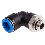 QSL-G1/4-12, QS Series Elbow Threaded Adaptor, G 1/4 Male to Push In 12 mm ...