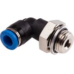 QSL-G1/4-6, QS Series Elbow Threaded Adaptor, G 1/4 Male to Push In 6 mm ...