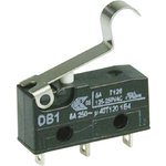 DB1C-A1SB, Simulated Roller Lever Micro Switch, Solder Terminal, 6 A @ 250 V ac, SPDT