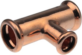 38490, Copper Pipe Fitting, Push Fit 90° Equal Tee for 22 x 22 x 15mm pipe