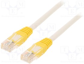 50360, Patch cord; U/UTP; 5; solid; CCA; PE; white-yellow; 10m; 26AWG