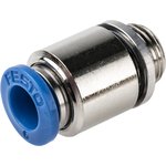 QS-G1/8-6-I, QS Series Straight Threaded Adaptor, G 1/8 Male to Push In 6 mm ...