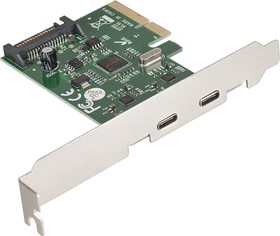 Фото 1/10 Контроллер ExeGate EXE-313 PCI-Ex4, 2*USB3.1 Type-C ext, разъем доп.питания (OEM)