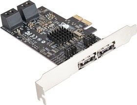 Фото 1/10 Контроллер ExeGate EXE-504 PCI-E 2.0, SATA3 RAID, 4 int+2 ext (OEM)