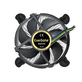 Фото 1/10 EX283280RUS, Кулер ExeGate EE97379 (Al, LGA775/1150/1151/ 1155/1156/1200, TDP 65W, Fan 92mm, 2400RPM, Hydro bearing, 4pin, 23db, 175г, на за