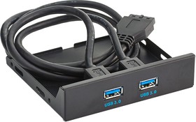 Фото 1/4 EX280446RUS, Планка USB на переднюю панель ExeGate U3H-615, 3,5", 2*USB3.0, черная, металл, подсоединение к мат. плате