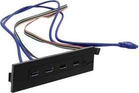 Фото 1/5 EX269460RUS, Планка USB на переднюю панель ExeGate U5H-614, 5.25", 2*USB+2*USB3.0, черная, подсоединение к мат. плате