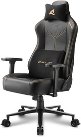 Фото 1/2 Sharkoon Skiller SGS30 чёрно-бежевое Игровое кресло (синтетическая кожа, регулируемый угол наклона, механизм качания)