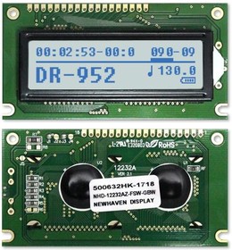 NHD-12232AZ-FSW-GBW, LCD Graphic Display - 122 x 32 Pixels - STN- Gray - White Backlight - 84.0 x 44.0 mm