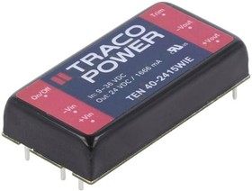 Фото 1/2 TEN 40-2415WIE, Isolated DC/DC Converters - Through Hole 40W 9-36Vin 24V 1666mA TH Iso 2x1