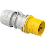 013-4, 16A, 110V, Cable Mount CEE Plug, 2P+E, Yellow, IP44