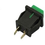 Push-button switch, 13x11, 220V, 1.0A, OFF-ON, green, contacts 2C, PBS-15A