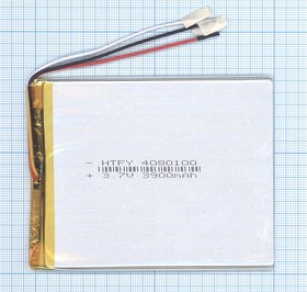 Аккумулятор универсальный 4x80x100 мм 3.8V 3900mAh Li-Pol (3 Pin)