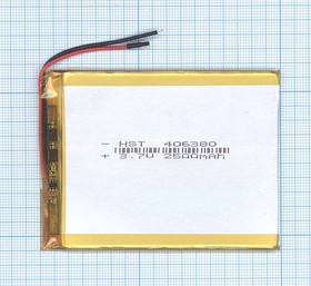 Аккумулятор универсальный 4x63x80 мм 3.8V 2500mAh Li-Pol (2 Pin)