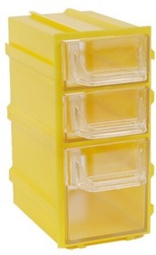 Фото 1/3 К6 Желтый, Ячейки, желтый корпус прозрачный контейнер 3 секции, 49х82х100мм