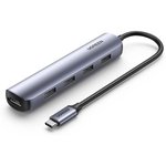 20197_, Разветвитель USB Ugreen CM417 (20197) USB-C to 4xUSB 3.0+HDMI, серый