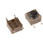 Black Button Tactile Switch, SPST 50 mA @ 12 V ac 1.4mm Surface Mount