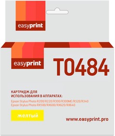 Фото 1/2 T0484 Картридж EasyPrint IE-T0484 для Epson Stylus Photo R200/300/RX500/600, желтый, с чипом
