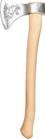 Фото 1/4 Топор ОЛЕНЬ, ручной сборки, с деревянным клином,хромированный с рисунком С405/2