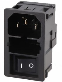 Фото 1/2 KM00.1205.11, Un-Filtered IEC Power Entry Module, IEC C14, General Purpose, 10 А, 250 В AC, 2-Pole Switch