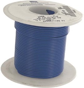 Фото 1/4 1550 BL005, Hook-up Wire 24AWG 7/32 PVC 100ft SPOOL BLUE