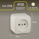 3-201-02 Intro Розетка 2P, 16А-250В, IP20, ОУ, Polo, сл.кость