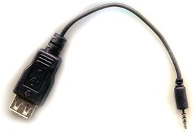 Шнур штекер 2,5 стерео 4C-гнездо USB A, 0,1м, Ni/пластик, 29-0013