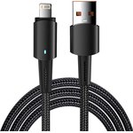 18-7058, Кабель USB-A - Lightning для Apple, 2,4А, 1м, в черной нейлоновой ...