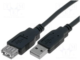CU202-B-018-PB, Cable; USB 2.0; USB A socket,USB A plug; nickel plated; 1.8m